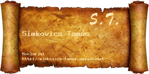 Simkovics Tamás névjegykártya